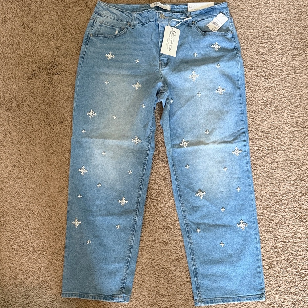 Cato - mid rise straight - Embellished Light Blue Women's Jeans